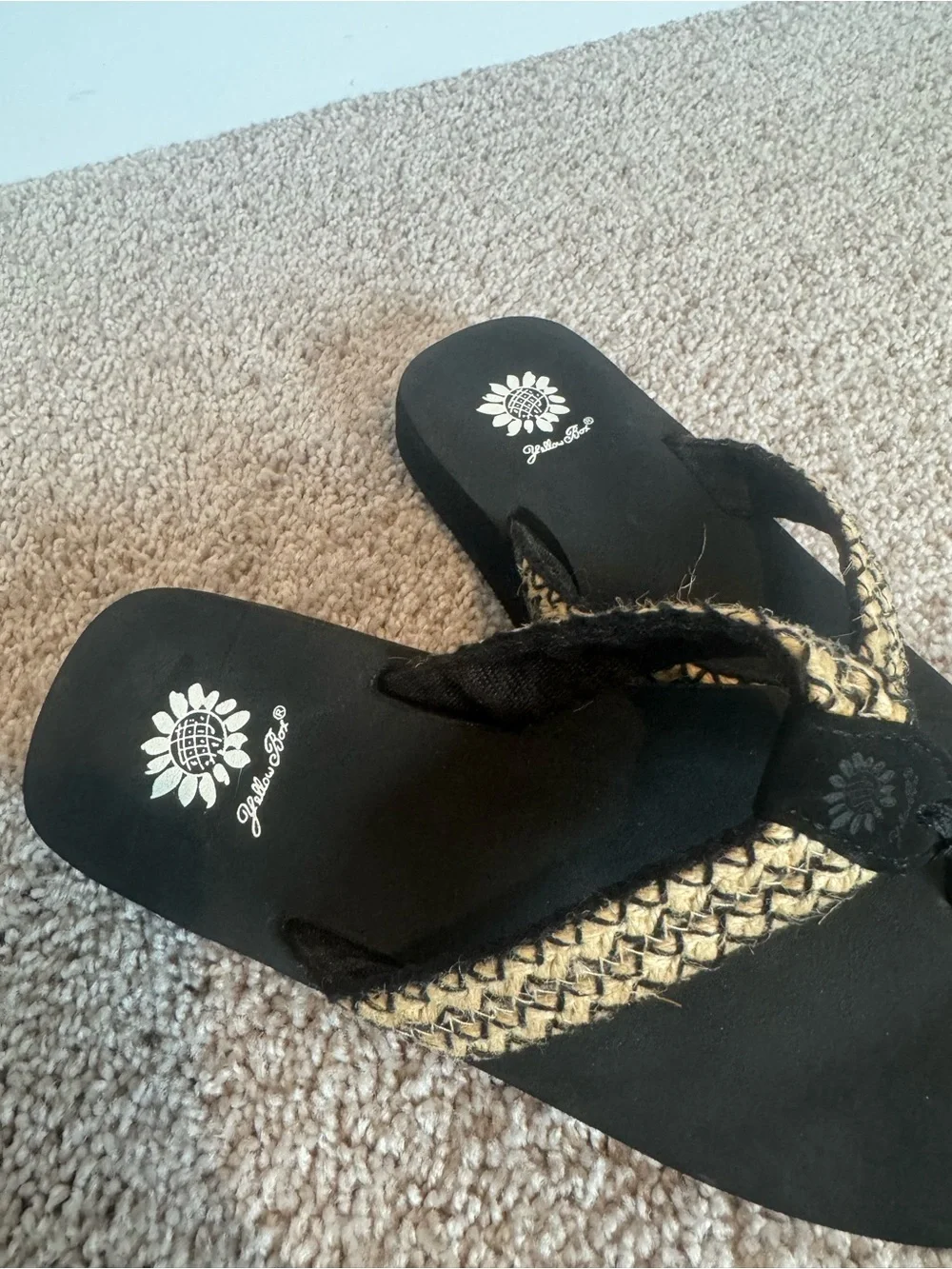 Yellow Box Raffia Braided Flip Flops - Picture 2 of 4